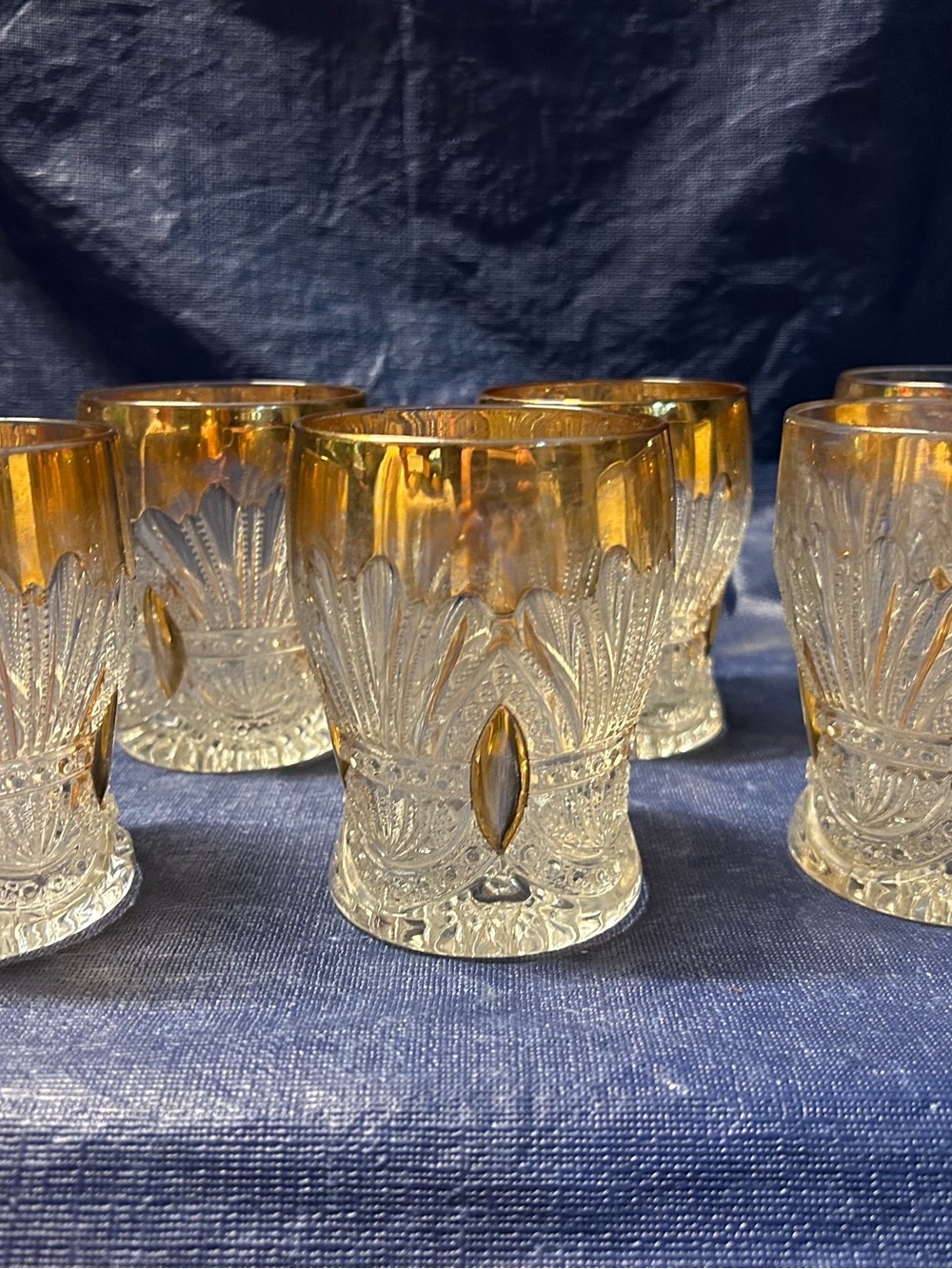 Antique Heisey Winged Scroll Gold Trim Glass Tumblers - Set of 6 1902-1912